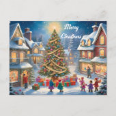 Weihnachtsbaum mit Geschenken und Kinder feierlich Postkarte (Vorderseite)