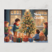 Weihnachtsbaum mit Geschenken und Kinderfreude Postkarte (Vorderseite)