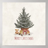 Weihnachtsbaum mit Geschenken und Teddybär-Druck Poster (Vorne)