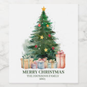 Weihnachtsbaum mit Geschenken Weinetikett (Einzelnes Label)