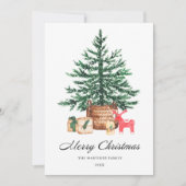 Weihnachtsbaum mit Geschenkkalligrafie Feiertagskarte (Vorderseite)