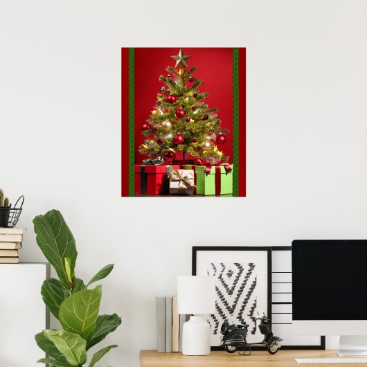 Weihnachtsbaum mit Geschenkplakat Poster (Heimbüro)