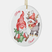 Weihnachtsbaum mit Gnome und Rentier Keramik Ornament (Rechts)