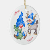 Weihnachtsbaum mit Gnome und Rentier Keramik Ornament (Rechts)