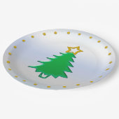 Weihnachtsbaum mit Gold-Star im Hintergrund Pappteller (Schrägansicht)