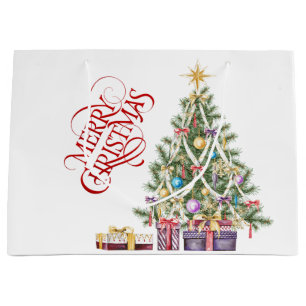 Weihnachtsbaum mit Gold Star und Geschenken Große Geschenktüte