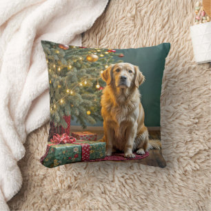 Weihnachtsbaum mit Golden Retriever Dog Kissen