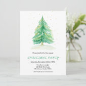 Weihnachtsbaum mit Goldenem Schnee laden ein Einladung (Stehend Vorderseite)