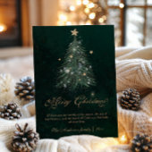 Weihnachtsbaum mit goldenem Schriftzug  Feiertagskarte