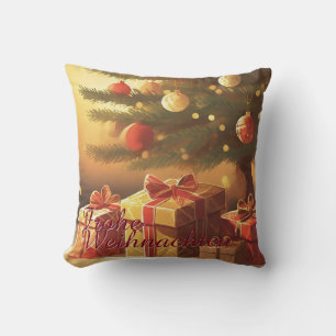 Weihnachtsbaum mit goldenen Geschenken Kissen