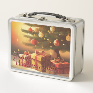 Weihnachtsbaum mit goldenen Geschenken Metall Brotdose