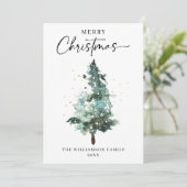 Weihnachtsbaum mit goldenen Glitzern Feiertagskarte (Stehend Vorderseite)