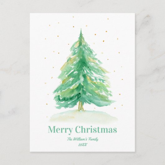 Weihnachtsbaum mit Goldschnee Postkarte (Vorderseite)