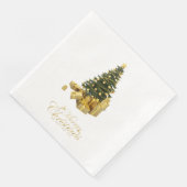 Weihnachtsbaum mit Goldverzierungen und Geschenken Serviette (Ecke)