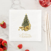 Weihnachtsbaum mit Goldverzierungen und Geschenken Serviette (Beispiel)