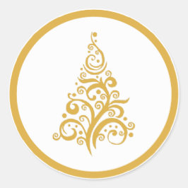 Weihnachtsbaum mit GoldWirbelsaufkleber Runder Aufkleber