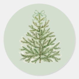 Weihnachtsbaum mit grünem Bow Runder Aufkleber