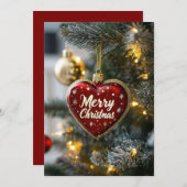 Weihnachtsbaum mit Herzgrußkarte Feiertagskarte (Vorne/Hinten)