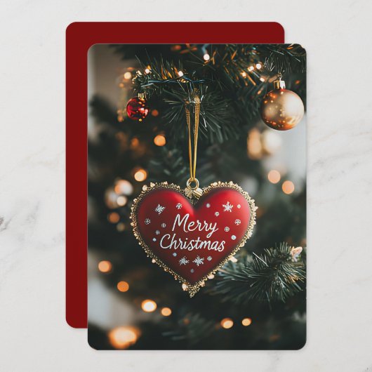 Weihnachtsbaum mit Herzgrußkarte Feiertagskarte (Vorne/Hinten)