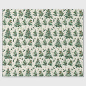 Weihnachtsbaum mit Holly-Blätter und Schneeflocken Geschenkpapier (Flach)