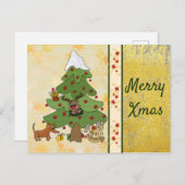 Weihnachtsbaum mit Hund Postkarte (Vorne/Hinten)