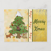 Weihnachtsbaum mit Hund Postkarte (Vorderseite)