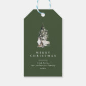 Weihnachtsbaum mit Hunde Typografie Grüne Geschenk Geschenkanhänger (Vorderseite)