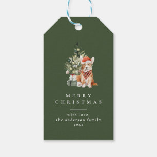 Weihnachtsbaum mit Hunde Typografie Grüne Geschenk Geschenkanhänger