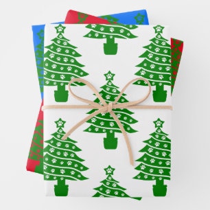 Weihnachtsbaum mit Hundeschlittendrucken Geschenkpapier Set