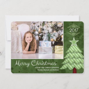 Weihnachtsbaum mit individueltem Foto/Namen/Datum Feiertagskarte