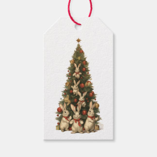 WEIHNACHTSBAUM MIT KANINCHEN GESCHENKETIKETT GESCHENKANHÄNGER