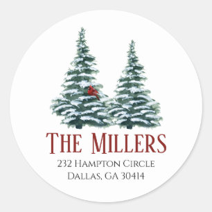 Weihnachtsbaum mit Kardinal Runder Aufkleber