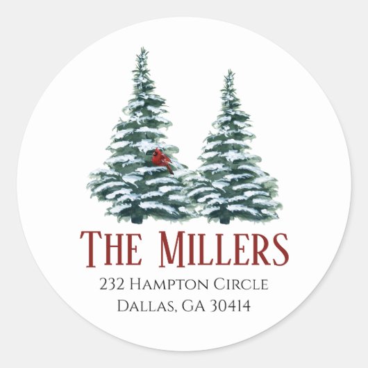 Weihnachtsbaum mit Kardinal Runder Aufkleber (Vorderseite)