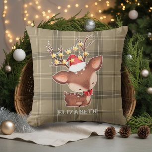 Weihnachtsbaum mit Kariertem Hintergrundeffekt Kissen