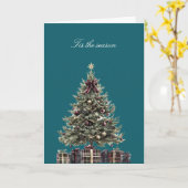 Weihnachtsbaum mit Karo-Geschenken Karte (Gelbe Blume)