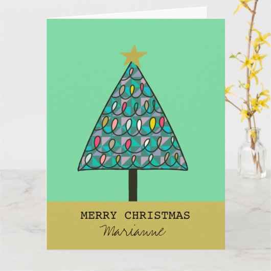 Weihnachtsbaum mit Lichtern Karte (Gelbe Blume)