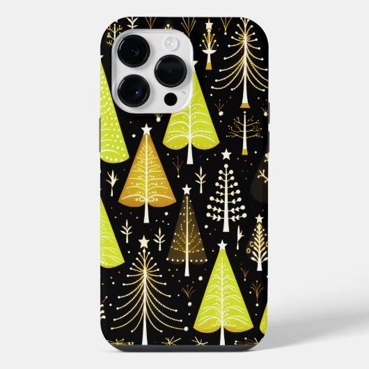 Weihnachtsbaum mit Lichtern Muster iPhone Hülle (Rückseite)