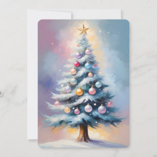 Weihnachtsbaum mit lila-blauen Kugeln Karte