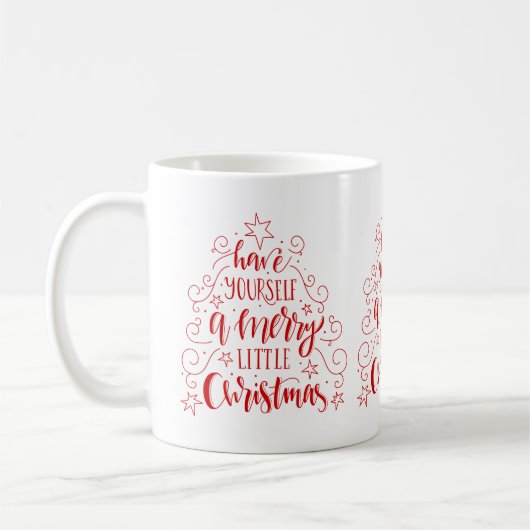 Weihnachtsbaum mit moderner Typografie Kaffeetasse (Links)