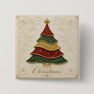 Weihnachtsbaum mit ornamentaler Goldemaille Button