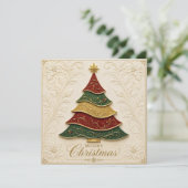 Weihnachtsbaum mit ornamentaler Goldemaille Karte (Stehend Vorderseite)