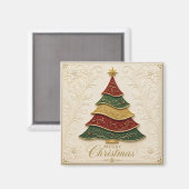 Weihnachtsbaum mit ornamentaler Goldemaille Magnet (Vorderseite/Rückseite)
