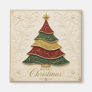 Weihnachtsbaum mit ornamentaler Goldemaille Magnet