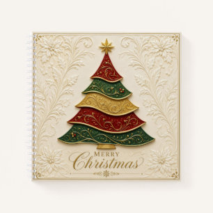 Weihnachtsbaum mit ornamentaler Goldemaille Notizblock