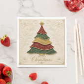 Weihnachtsbaum mit ornamentaler Goldemaille Serviette (Beispiel)