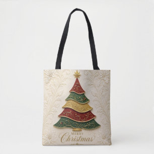 Weihnachtsbaum mit ornamentaler Goldemaille Tasche