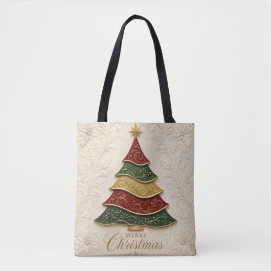 Weihnachtsbaum mit ornamentaler Goldemaille Tasche (Vorderseite)