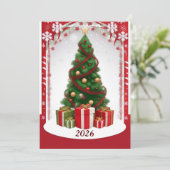 Weihnachtsbaum mit Ornamenten Einladung (Stehend Vorderseite)