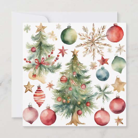 Weihnachtsbaum mit Ornamenten Feiertagskarte (Vorderseite)