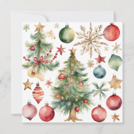 Weihnachtsbaum mit Ornamenten Feiertagskarte